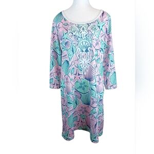 Simply Southern Pink Seashell ¾ Sleeve Slip On Beach Dress Size Medium